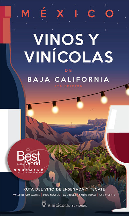 Portada de la guía Vinitácora de vinos y vinícolas de Baja California con sello de Mejor Guía del Mundo 2024