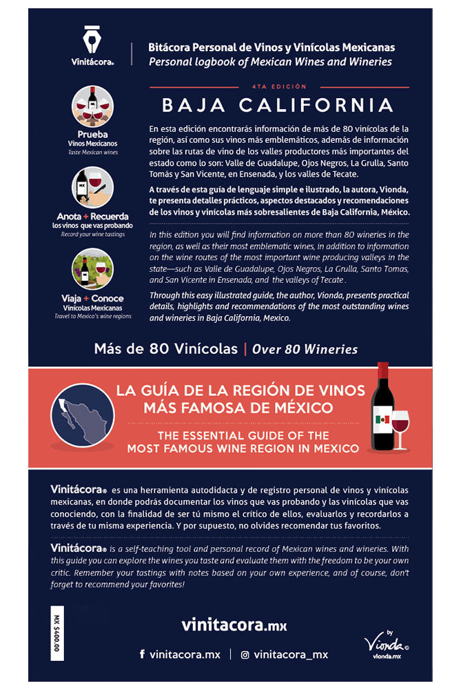 Guía de Vinos y Vinícolas de Baja California Vinitácora - Mapa, Notas y Reseñas (Edición Bilingüe)